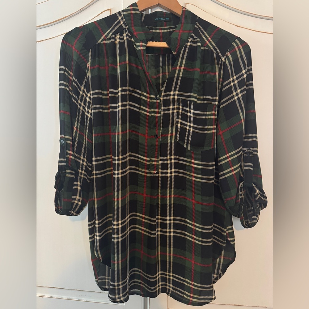 Plaid Button-Up Women's Top